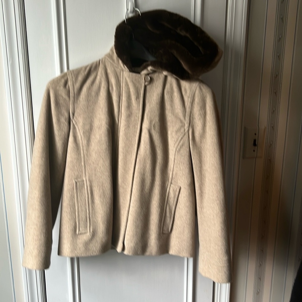 J CREW HOODED JACKET—Fully lined with fur lined hoodie!